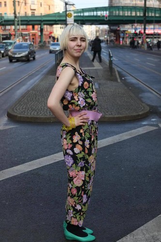 Overall tailliert bunt Blumen Rosen Motiv 90er True VINTAGE 90s jumpsuit flower - Picture 4 of 6