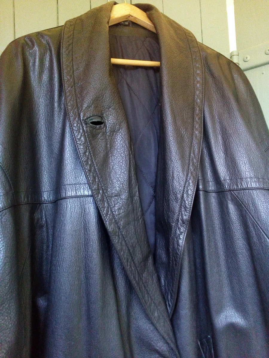 Manteau Femme Long Cuir Noir T42 44 L.105cm souple et comfortable