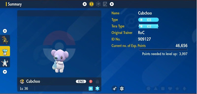 Pokemon Scarlet & Violet 6IV Shiny Cubchoo Max EVs