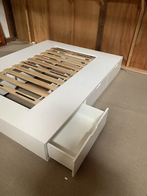 White Ikea Queen Bed Frame With 6 Drawers For Storage Beds