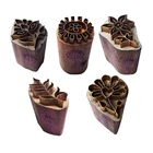 Brass Wooden Printing Stamps (Set of 5) DIY Fabric, Clay, Pottery Blocks