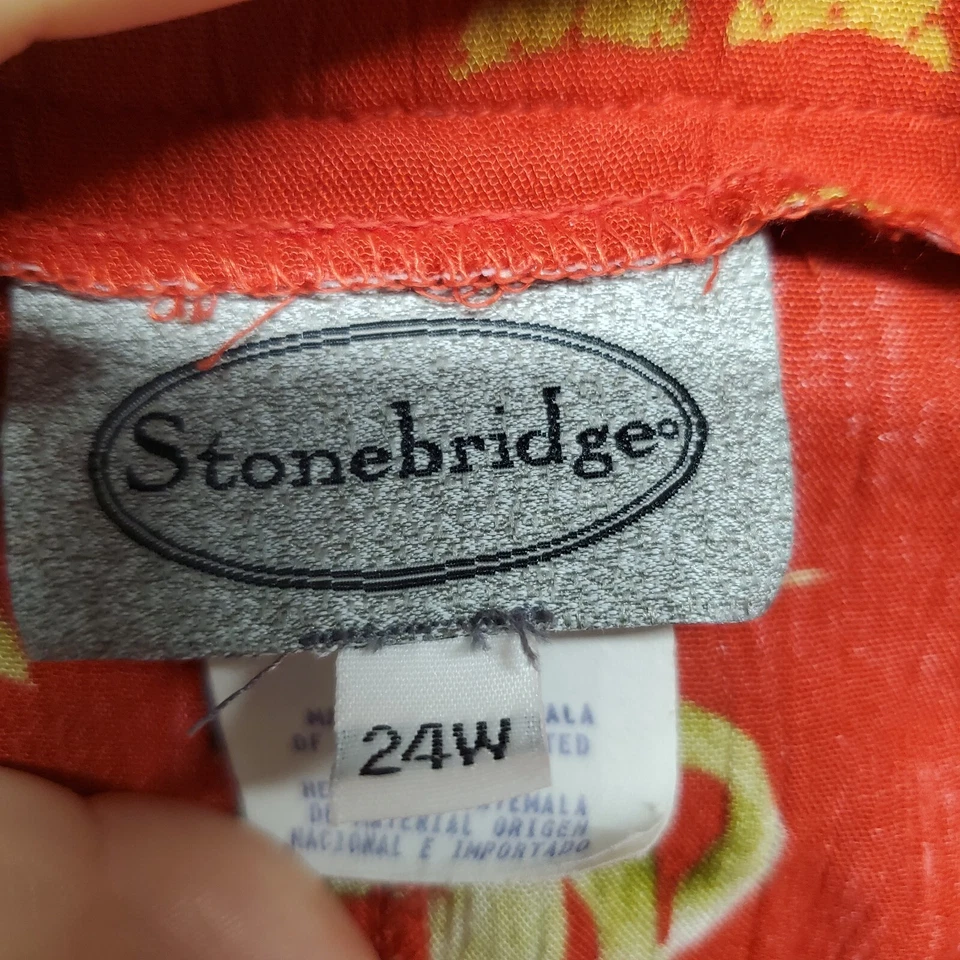 Pantalones Stonebridge Vintage Mujer 24W Rojo Floral Envoltura Geométrica Frontal Relajado Foto 4 de 4