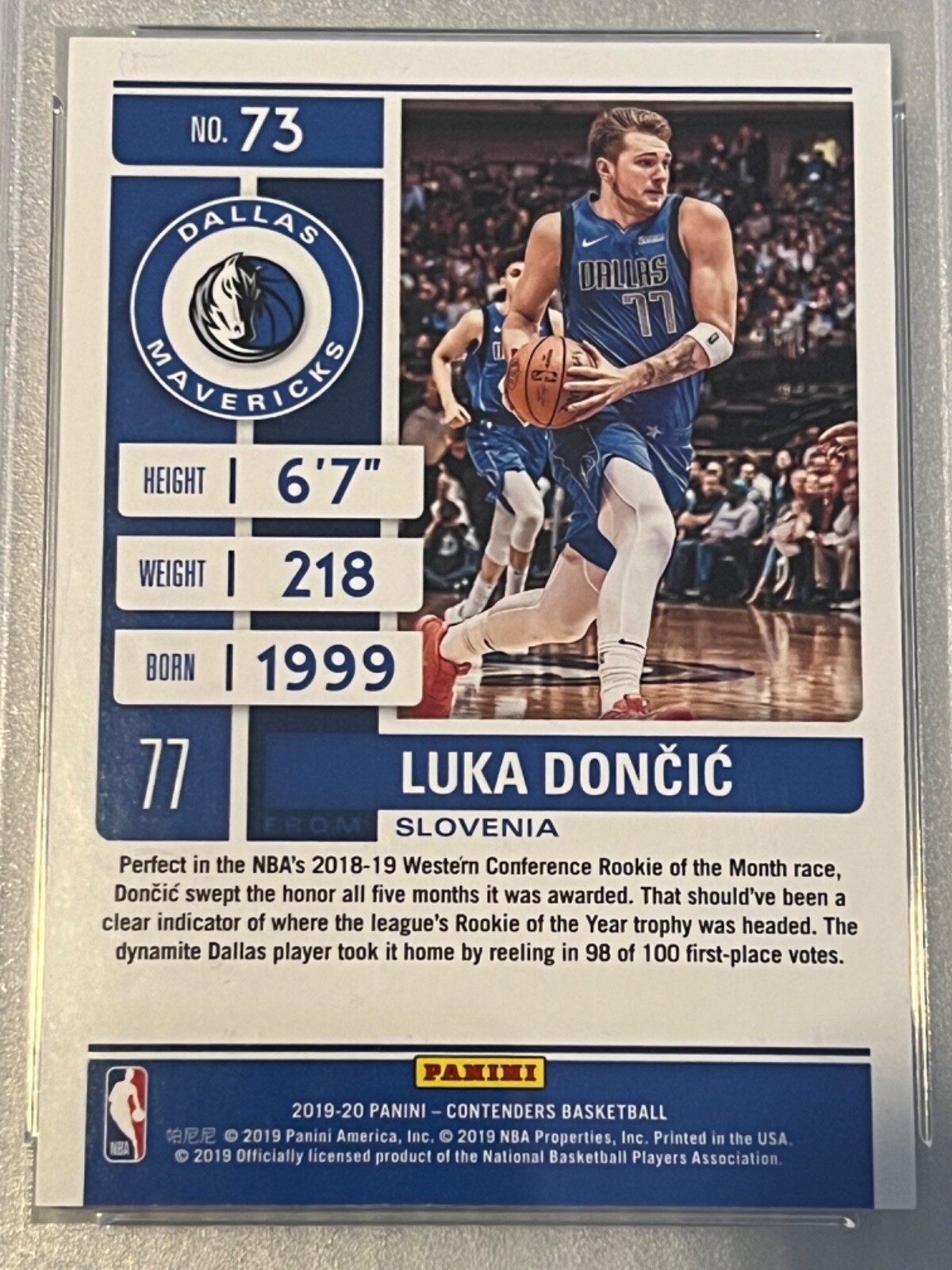 2019-20 Panini Contenders Luka Doncic Purple Foil Game Ticket /49 PSA 10 Lakers view 5