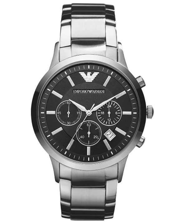 Emporio Armani AR2434 Stainless Steel Black Dial Chronograph Men's Watch
