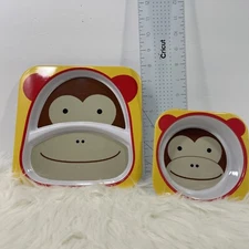 Skip Hop Zoo Monkey Melamine Separated Kid's Plate and Bowl Set