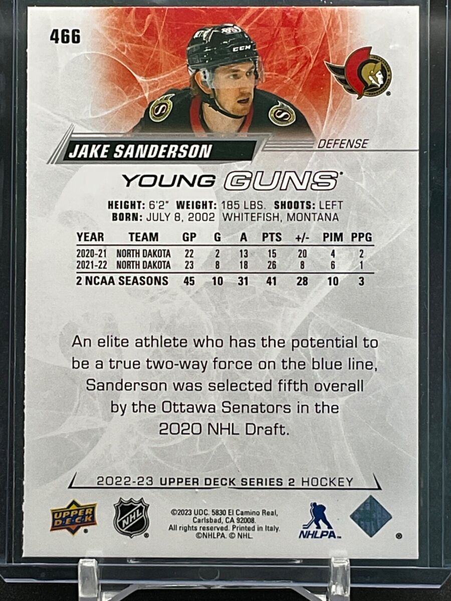 2022-23 Upper Deck Hockey #466 Jake Sanderson Young Guns 2022-23 Upper Deck Hockey #466 Jake Sanderson Young Guns