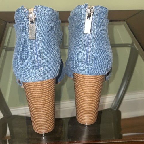 Women New Just Fab Open Toe Denim Heeled Sandals Size 9 - Picture 4 of 4