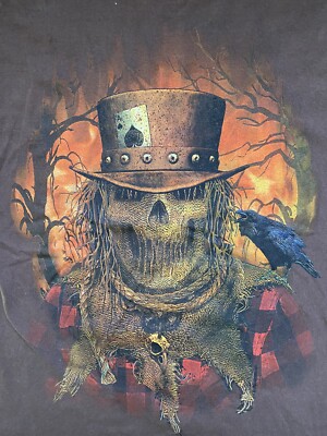 Vintage Halloween Mens Medium HD Cotton Scarecrow Vintage T Shirt