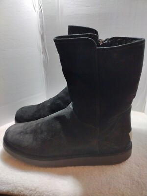 UGG CLASSIC SHORT BLVD BLACK SUEDE SHEARLING ZIP WINTER BOOTS SIZE US 10  WOMEN