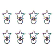 16Pcs Metal Spring Snap Keychain Clip, Star Shape Lobster Claw Clasp, Rainbow
