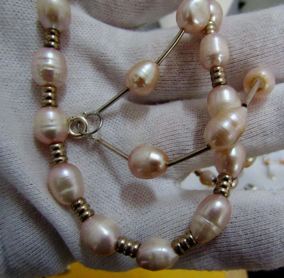 ELEGANTE COLLANA DI PERLE E ARGENTO STERLING - Immagine 3 di 4