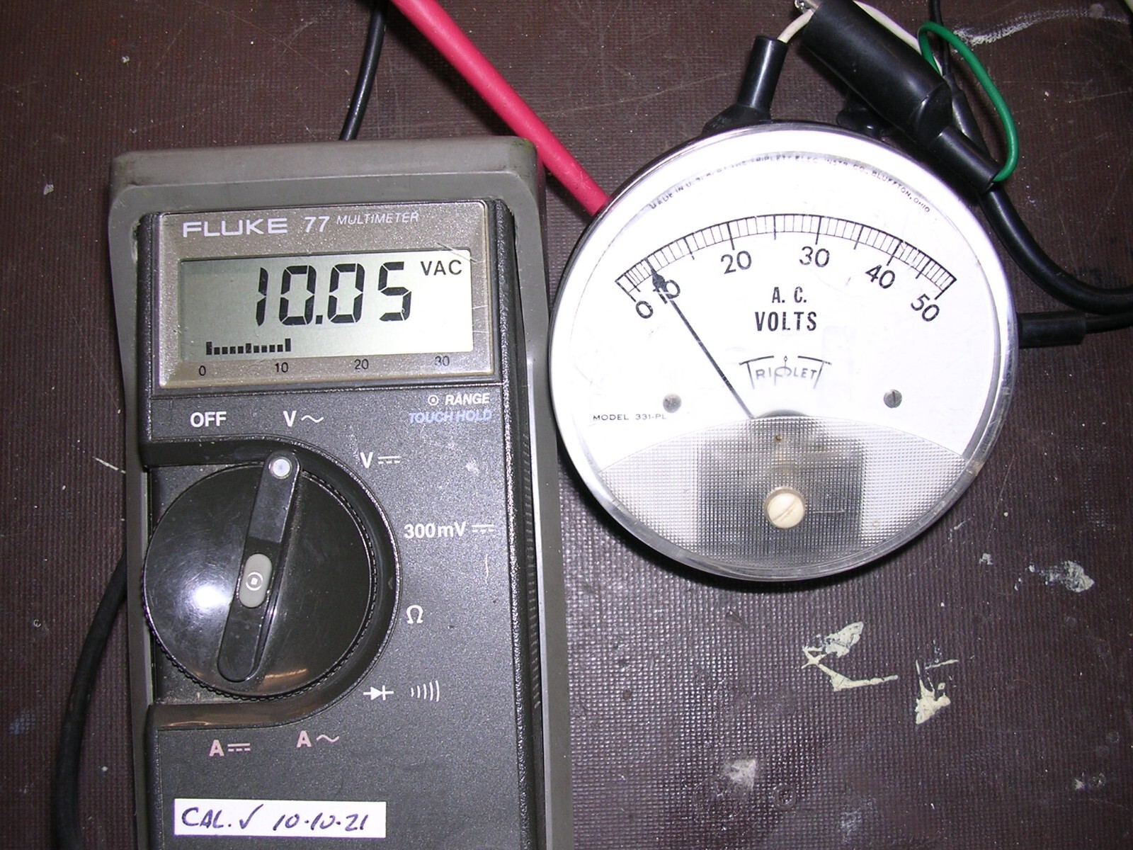 Vintage Triplett Model 331-PL 0-50 VAC Panel Meter, 3 1/2" Dia. - Tested