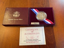 1995 US Mint Olympic Baseball clad Proof half dollar in box with COA