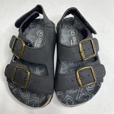 Genuine Kids by OshKosh Boy's Hook and Loop Three Strap Sandals Dark Grey, 5 