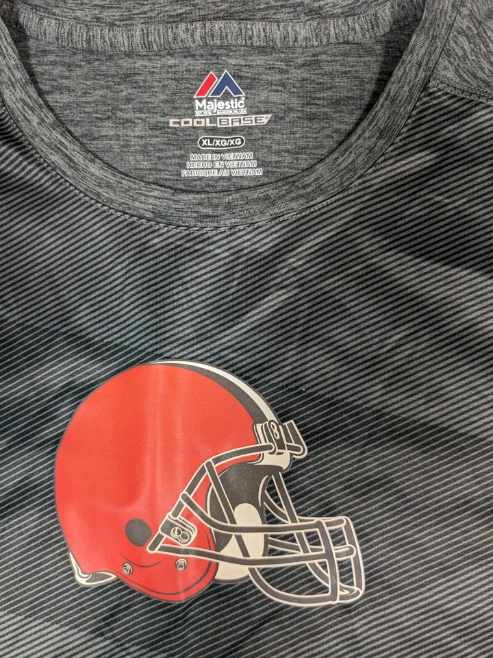 Camisa masculina Cleveland Browns XL cinza desempenho capacete de treinamento logotipo elástico - Imagem 3 de 4