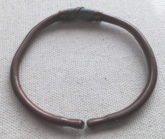 Vintage Bracelet Copper Nail Gray & BrassWireWrap Bangle 2.3" eBay