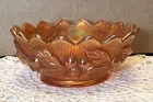 Vtg 4.5” Northwood Acorn Burrs Marigold Carnival Glass Berry Bowl w/ Creases