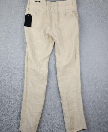Joseph Abboud pants mens 36 beige 100% linen unhemmed 28 29 30 31 32 33 34 35 36 - Picture 3 of 21