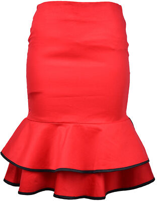 Küstenluder FLAMENCO Pin Up Salsa Pencil Skirt / ROCK Rot Rockabilly