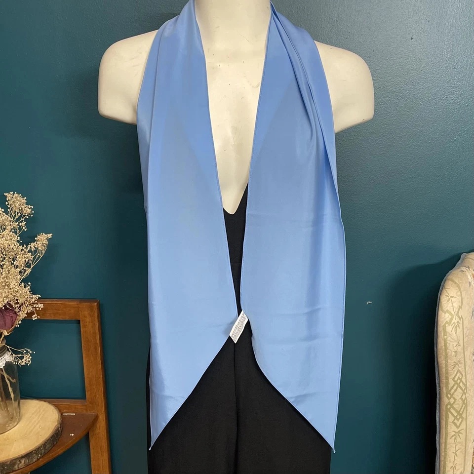 Vintage Satin Blue Neckerchief/Hair Scarf - Image 2 of 4