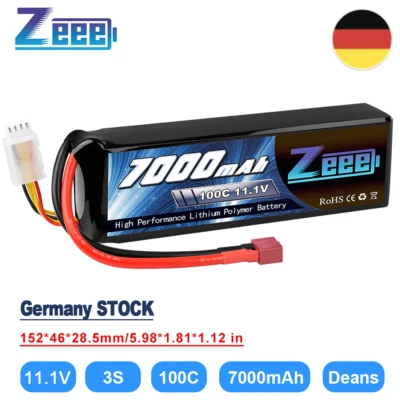 Zeee 3S Lipo Akku Batterie Deans 11,1V 7000mAh 100C für RC Auto Flugzeug Boat