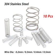 10Pc Wire Dia 0.2/0.3/0.4/0.5mm 304 Stainless Steel Compression Spring OD 1-10mm