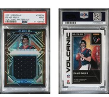 Davis Mills 2021 Panini Obsidian Volcanic Rookie Graded PSA 9 Jumbo Patch /100