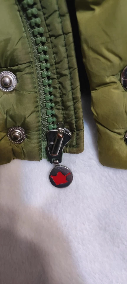 Womans True Religion Goose Down Jacket Green Puffer Coat Size S Pockets Insulate - Image 3 of 4