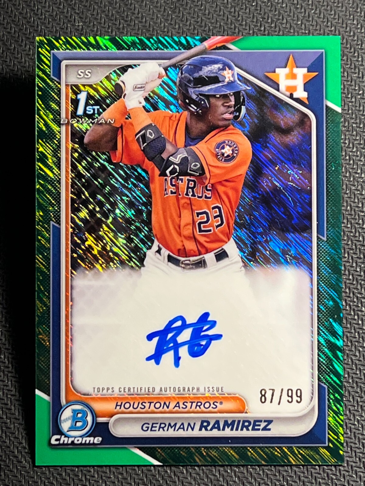 2024 Bowman Chrome 1st GREEN SHIMMER REFRACTOR AUTO German Ramirez 87/99