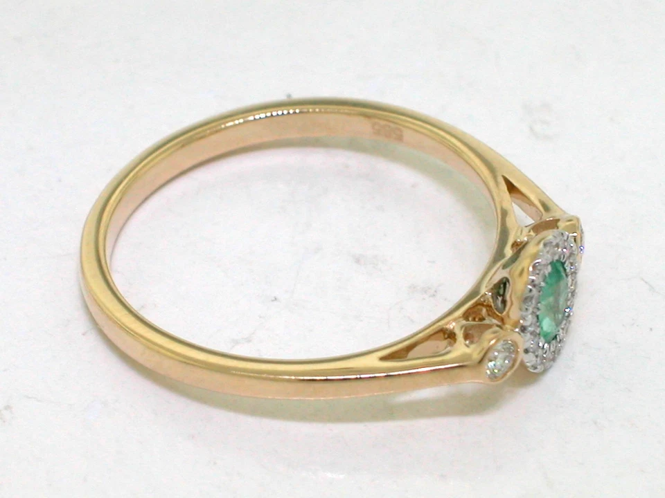 Smaragd Ring 585 Gelbgold 14Kt Gold natürlicher Smaragd 16 Brillanten - Bild 4 von 4