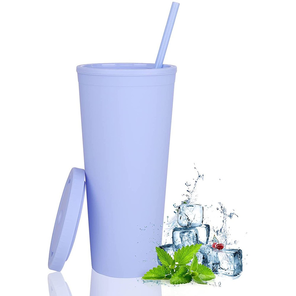 720ml Reusable Tumbler with Lid and Straw for Coffee Drinks