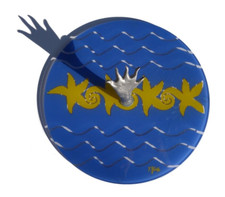 YVES BLAYO CREATION - PLATEAU VERRE SERIGRAPHIE - MEMPHIS ERA 1980