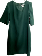 Lark & Ro Women's Bell Sleeves Asymmetric V-Neck Sheath Green Dress Size 10