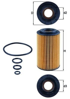 Ölfilter MAHLE OX 153/7D Filtereinsatz für MERCEDES PUCH KLASSE W203 W202 CL203