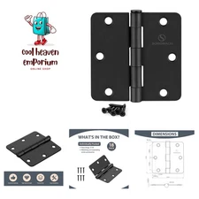 Durable Matte Black 3.5" Door Hinges - 18 Pack with Installation Screws Included