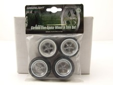 Reifen und Felgen Set Custom Hot Rod 5-Spoke chrom (4 Stück) für 1:18 Modelle