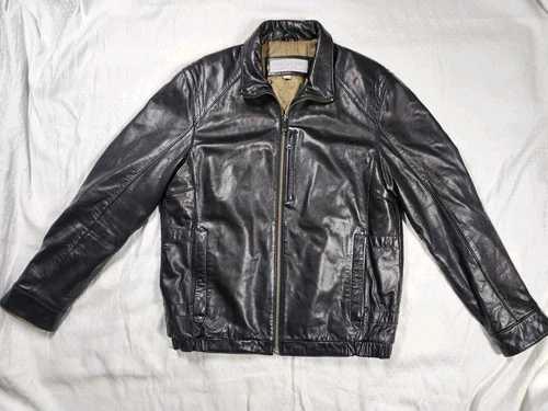 Marc New York Andrew Marc Black Leather Jacket Men M Medium Zip Quilt Lined - product listing photo