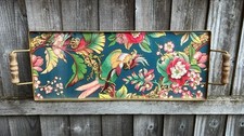 Drinks Tray Parrot, Long Serving Cocktails Tray w/ Handles, Tropical Summer Tray