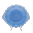 Vintage Delphite Blue Bowl McKee Handled Glass 10”