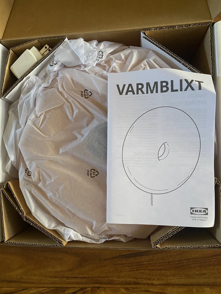 IKEA VARMBLIXT LED Lámpara de Mesa/Pared Donut Vidrio Naranja/Redonda 12" 905.251.50 - NUEVA Foto 3 de 4