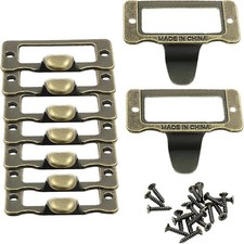 10 Pcs Antique Bronze Library Label Card Catalog Pulls,Vintage Label Holder Pull