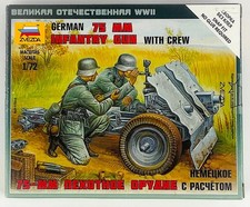 Zvezda 6156 German 75mm Infantry Gun with Crew1/72 Scale Plastic Model Figures