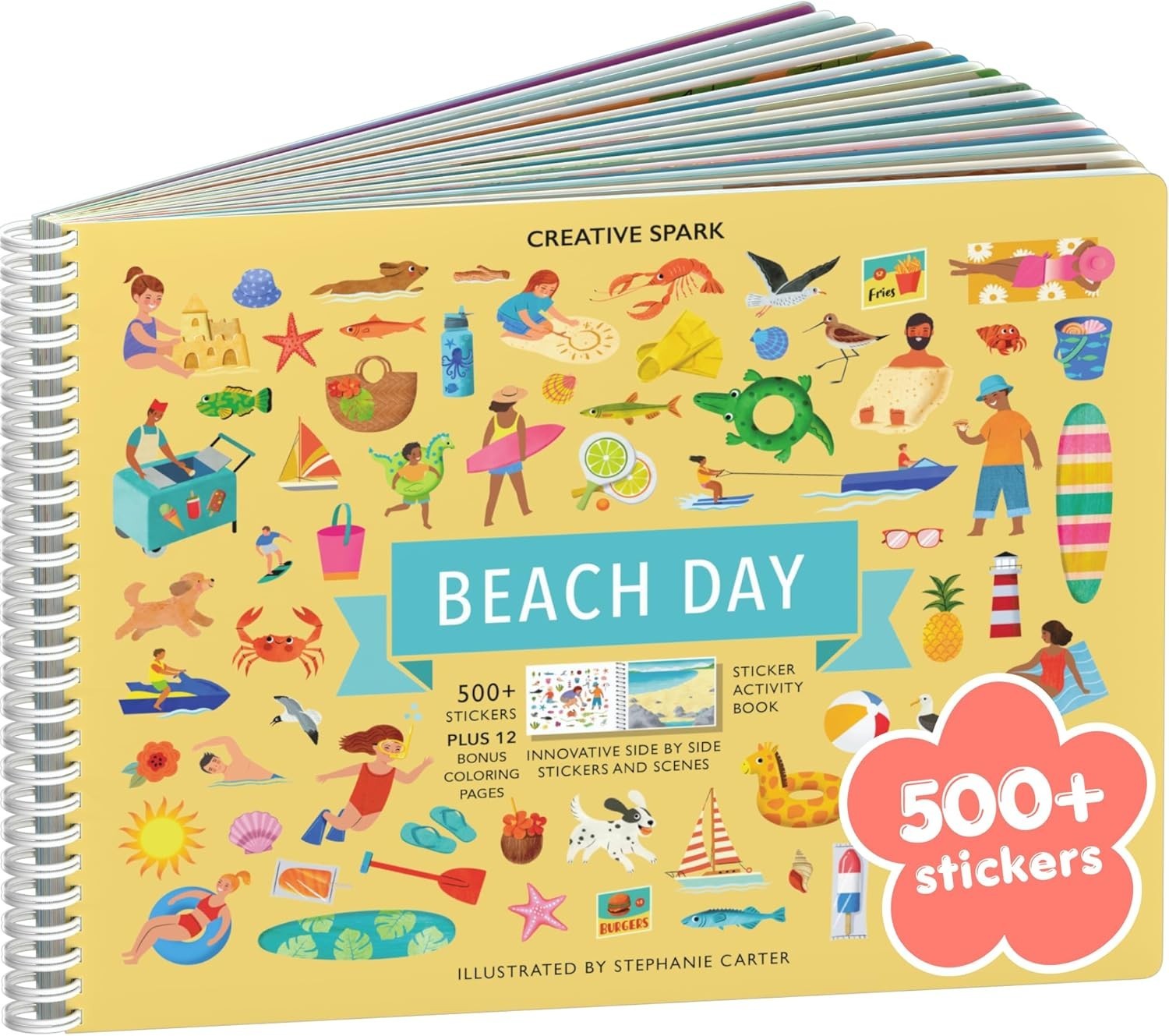 Beach Day 500+ Kids Sticker Book Coloring Activity Book Ages 2-8 (Beach Day)