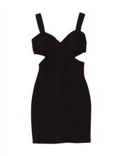 VINTAGE Womens Sleeveless Bodycon Dress UK 0 2XS Black CC10