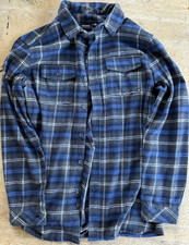 REVESS Mens M Blue/Gray Plaid Flannel Long Sl...