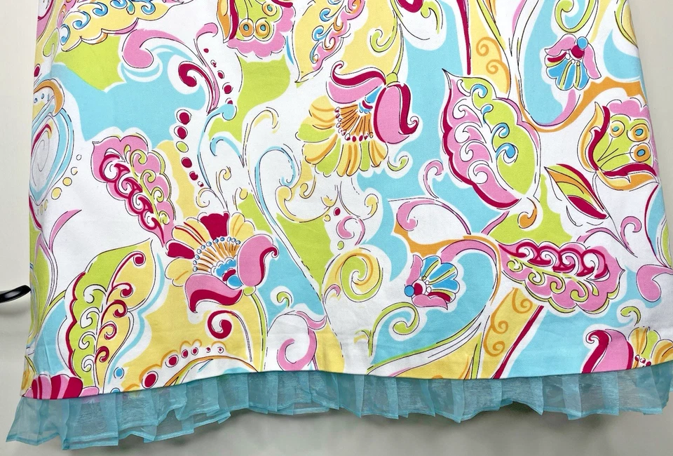 Sangría Talla 8 Colorida Floral Tul Dobladillo Forrado Cremallera Lateral Lápiz Rodilla Falda Foto 3 de 4