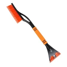 Snow Brush with Ice Scraper for Car, 24" Scratch Free Snow Removal Tool Orange