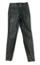 A New Day Women's Skinny Ankle Pull-On Pants w Leg Zipper Black Faux Leather - S