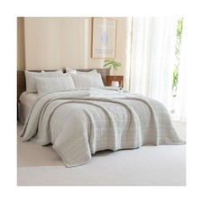 Sanracie Cotton Oversized King Bedspread 128"x120" ,Khaki Waffle Quilt Set 3 ...
