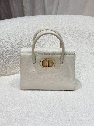 Authentic Dior 30 Montaigne Medium Bag Blue Grained Calfskin Gold Hardware